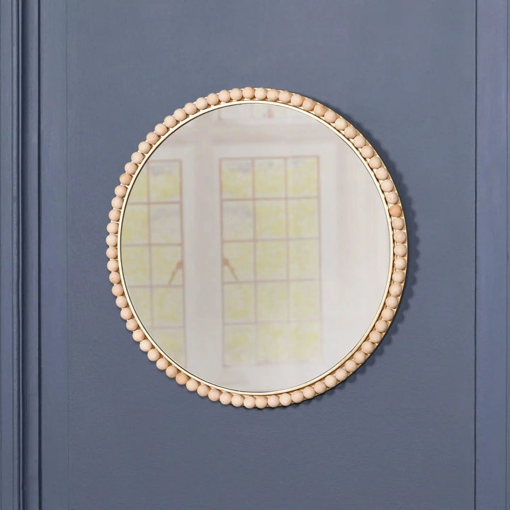 Wooden Bobble Round Wall Mirror   Nicholas John Interiors