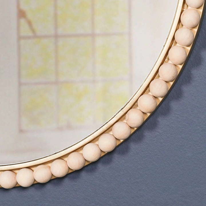 Wooden Bobble Round Wall Mirror   Nicholas John Interiors