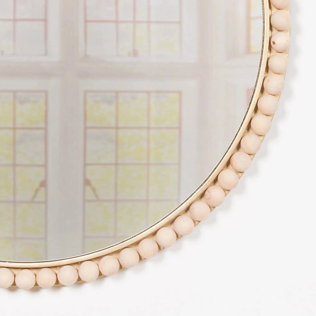 Wooden Bobble Round Wall Mirror   Nicholas John Interiors
