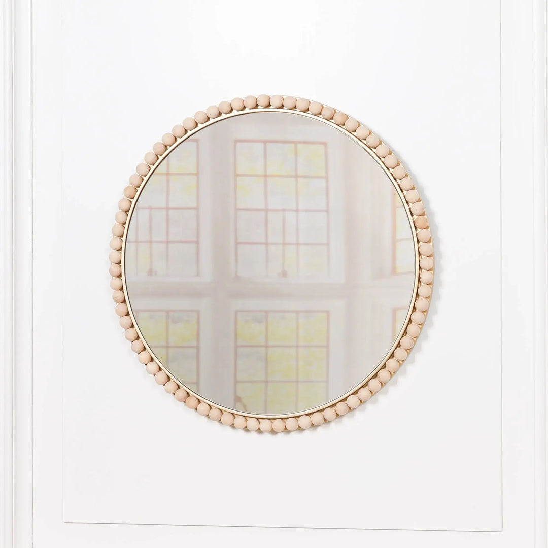 Wooden Bobble Round Wall Mirror   Nicholas John Interiors