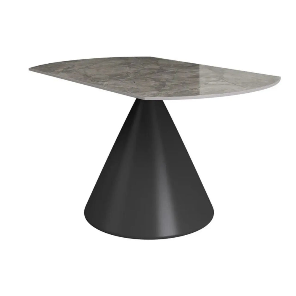 Alaric 135cm Round Dark Grey Gloss Ceramic Swivel Extending Dining Table - NJ Home Interiors