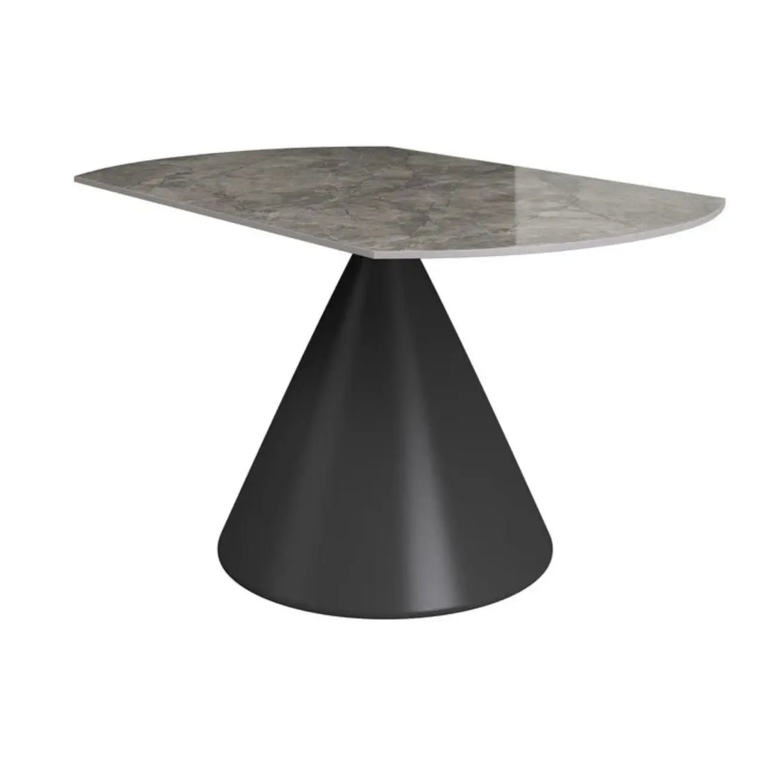 Alaric 135cm Round Dark Grey Gloss Ceramic Swivel Extending Dining Table - NJ Home Interiors