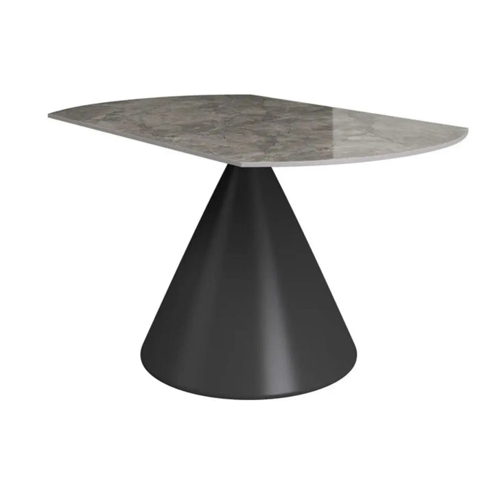Alaric 135cm Round Dark Grey Gloss Ceramic Swivel Extending Dining Table - NJ Home Interiors
