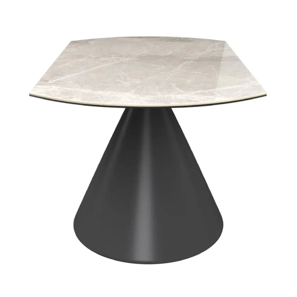 Alaric 135cm Round Light Grey Gloss Ceramic Swivel Extending Dining Table - NJ Home Interiors
