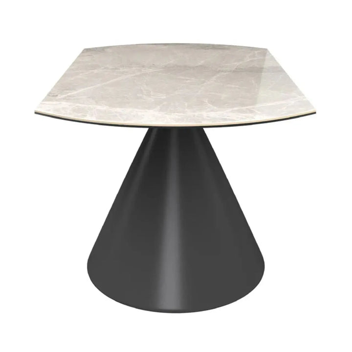 Alaric 135cm Round Light Grey Gloss Ceramic Swivel Extending Dining Table - NJ Home Interiors