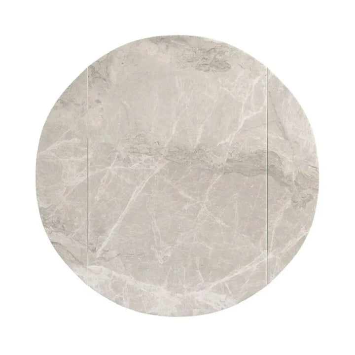 Alaric 135cm Round Light Grey Gloss Ceramic Swivel Extending Dining Table - NJ Home Interiors