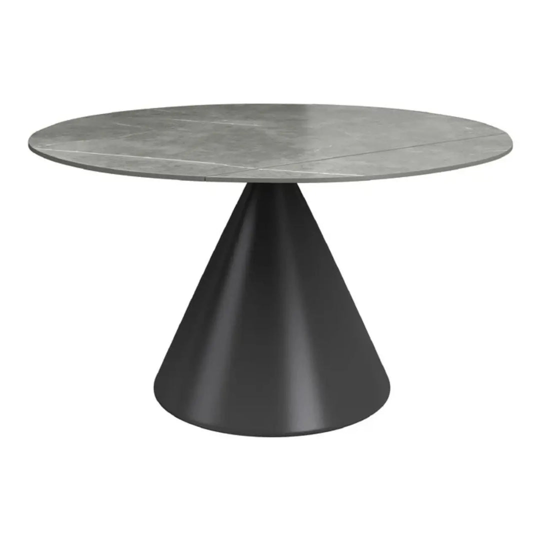 Alaric 135cm Round Matte Grey Ceramic Swivel Extending Dining Table - NJ Home Interiors