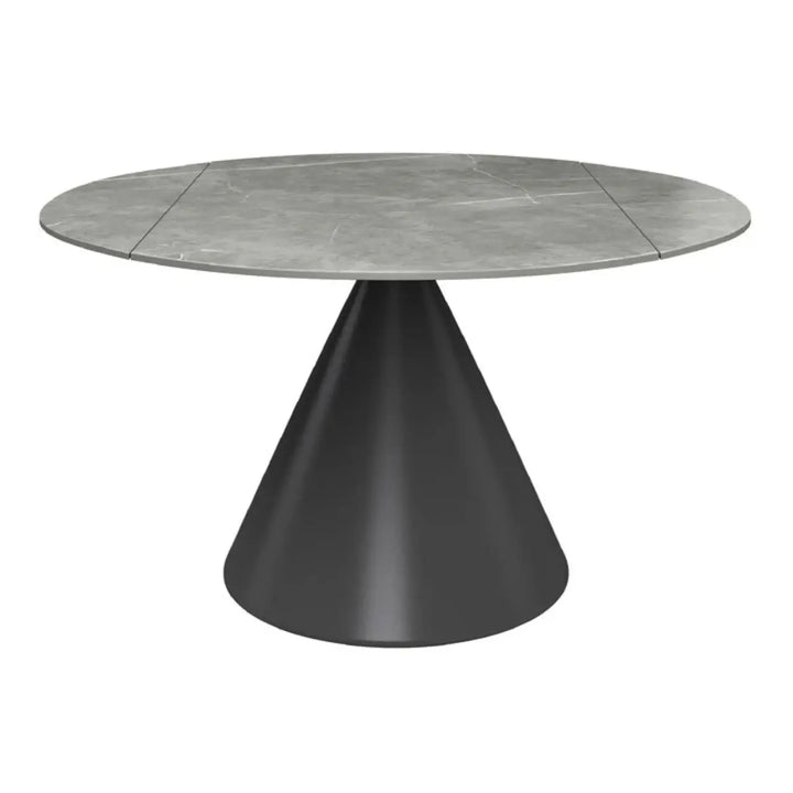 Alaric 135cm Round Matte Grey Ceramic Swivel Extending Dining Table - NJ Home Interiors