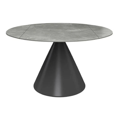 Alaric 135cm Round Matte Grey Ceramic Swivel Extending Dining Table - NJ Home Interiors
