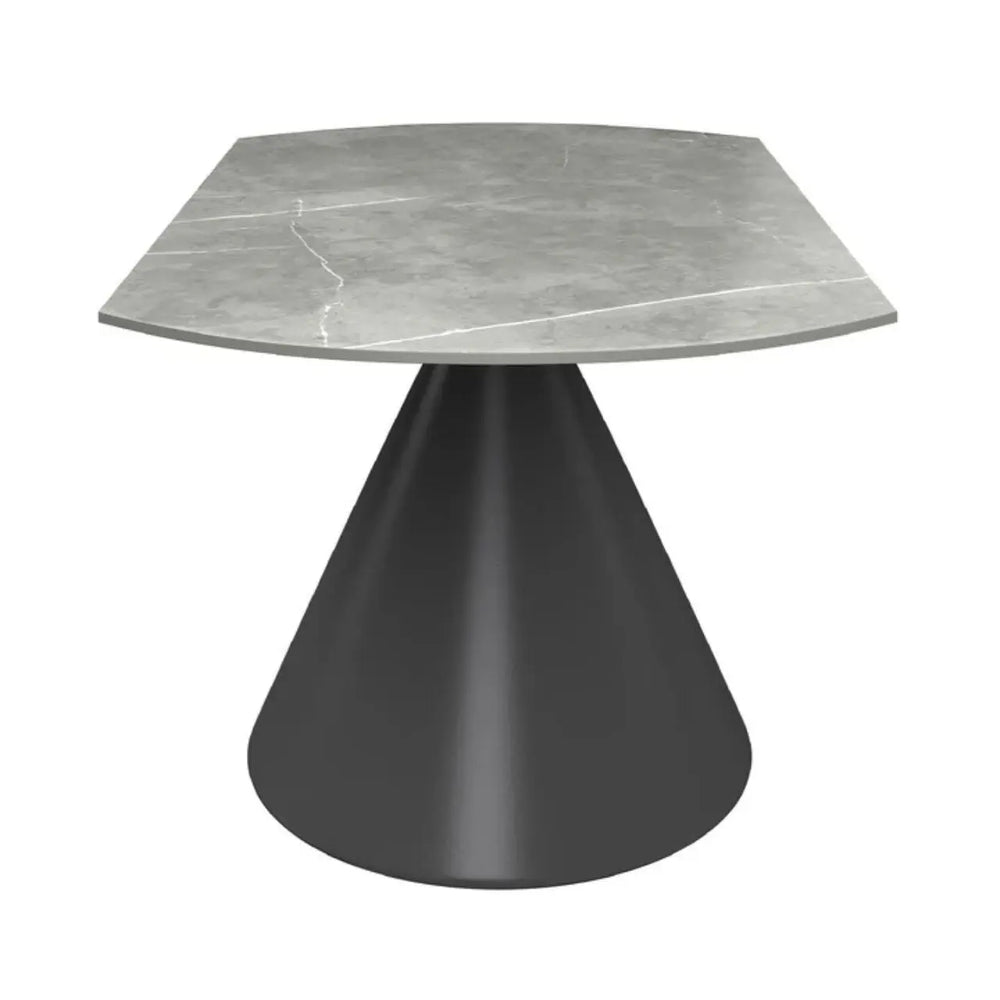 Alaric 135cm Round Matte Grey Ceramic Swivel Extending Dining Table - NJ Home Interiors