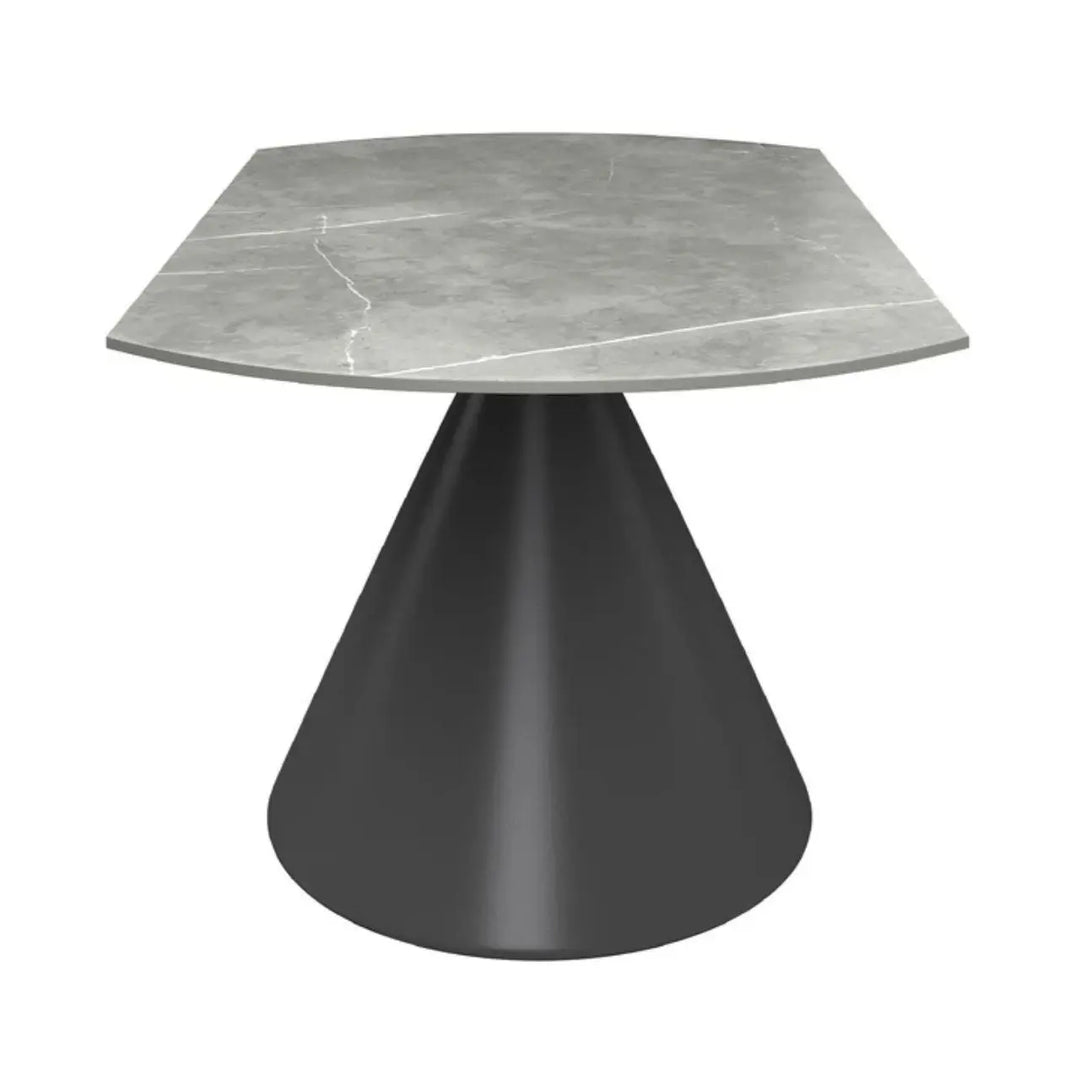 Alaric 135cm Round Matte Grey Ceramic Swivel Extending Dining Table - NJ Home Interiors
