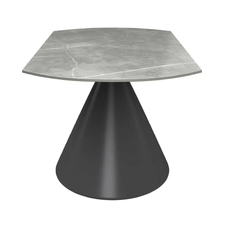 Alaric 135cm Round Matte Grey Ceramic Swivel Extending Dining Table - NJ Home Interiors