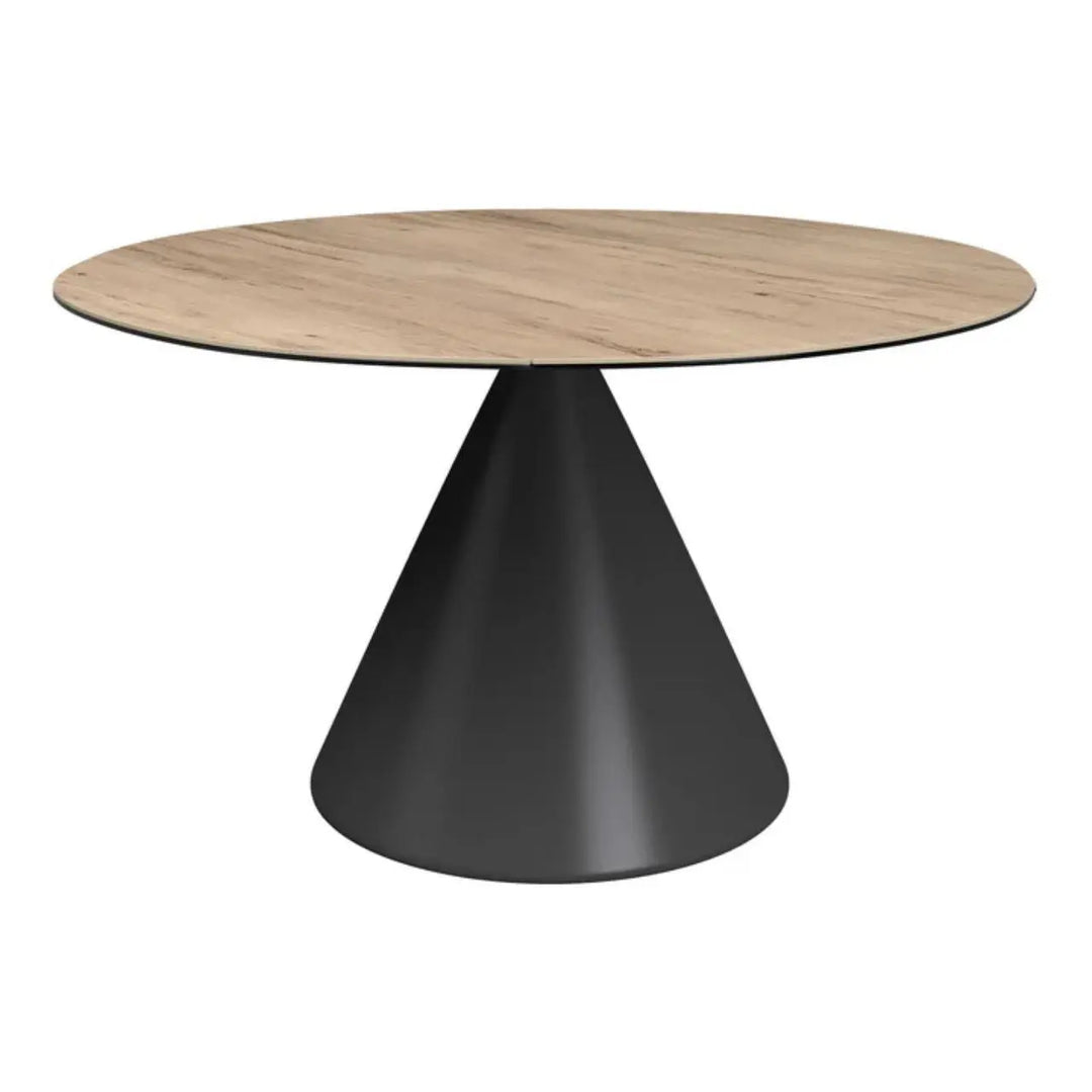 Alaric 135cm Round Oak Ceramic Swivel Extending Dining Table - NJ Home Interiors