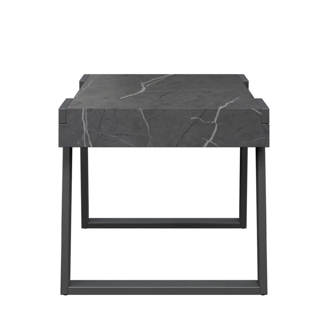 Alina Grey Marble Effect Side Table - LUX - HOM