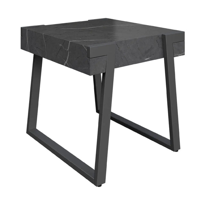 Alina Grey Marble Effect Side Table - LUX - HOM