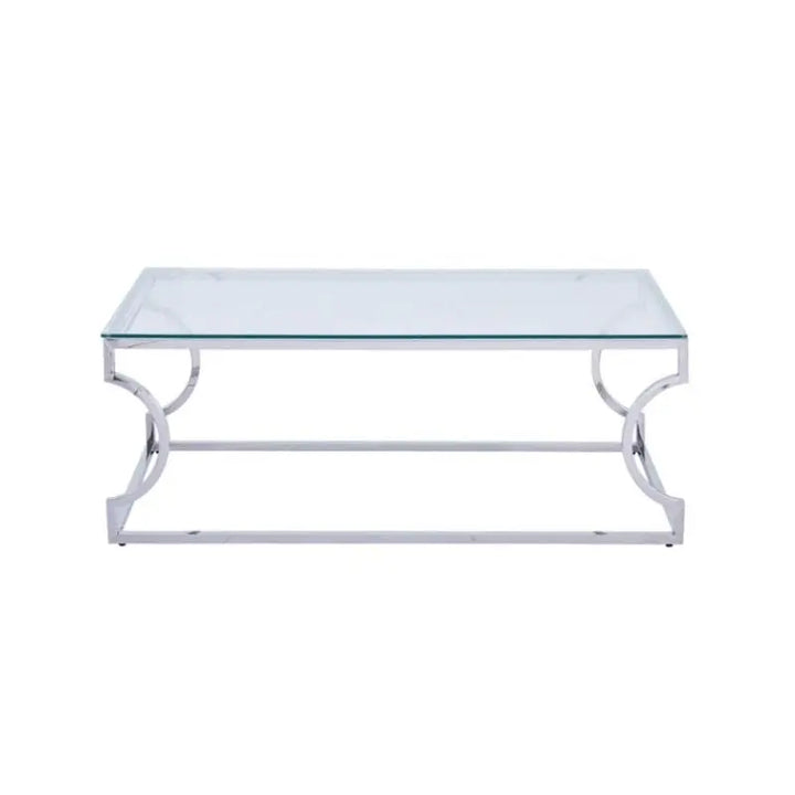 Alvis Stainless Steel Coffee Table Glass Top #NJ Home Interiors#