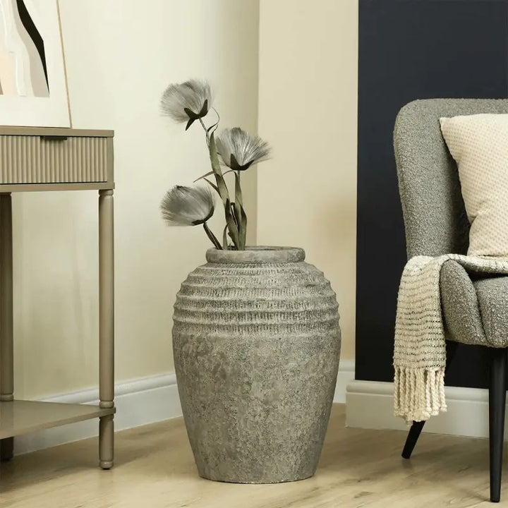 Antique Dark Grey Terracotta Vase #NJ Home Interiors#