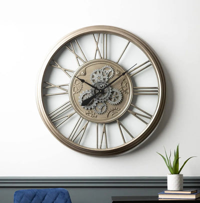 Antique Silver Gear 85cm Wall Clock #NJ Home Interiors#