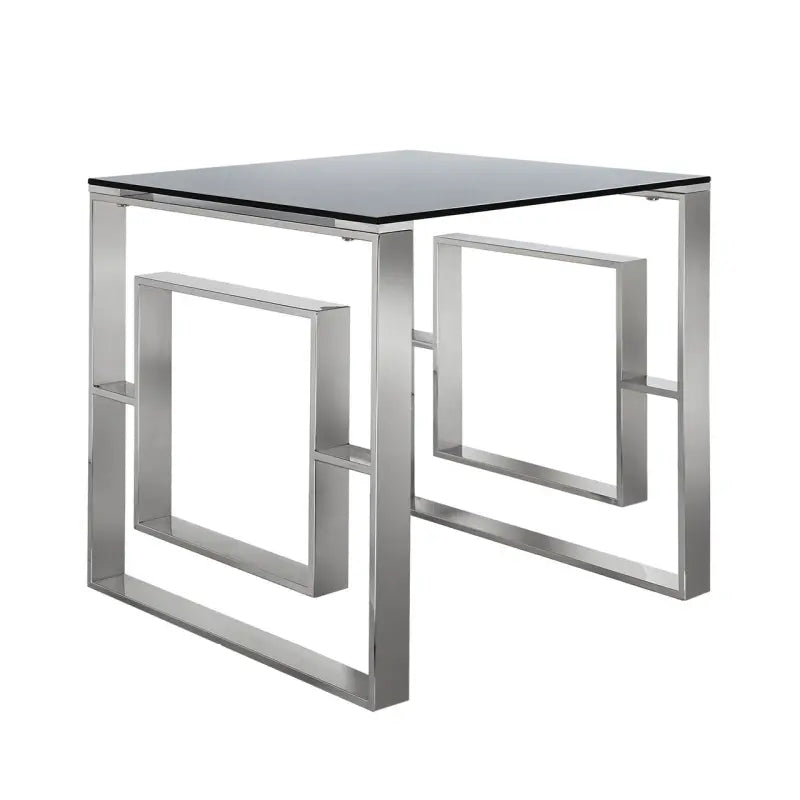 Apex Stainless Steel End Table Smoked Glass Top #NJ Home Interiors#