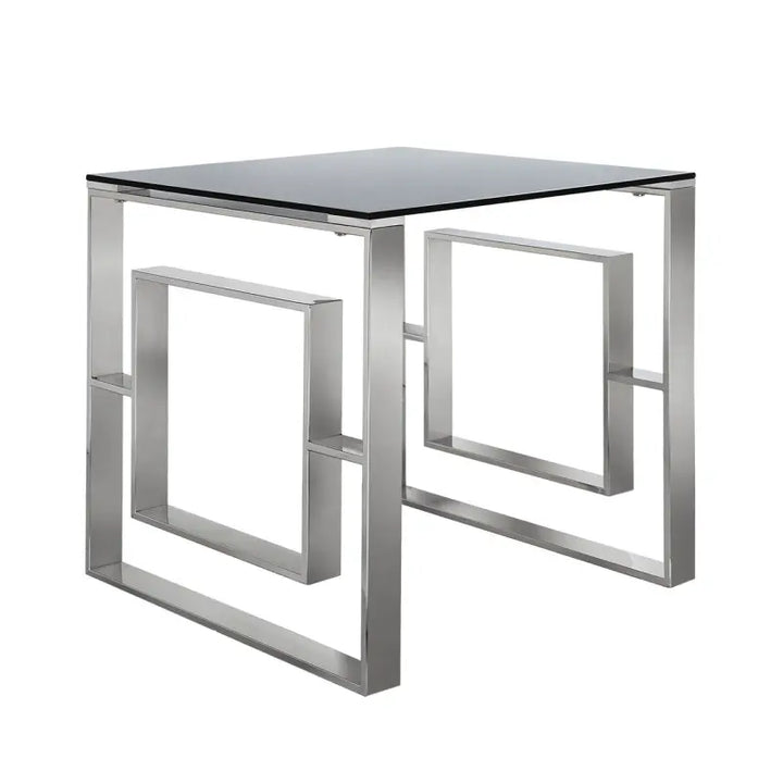 Apex Stainless Steel End Table Smoked Glass Top #NJ Home Interiors#