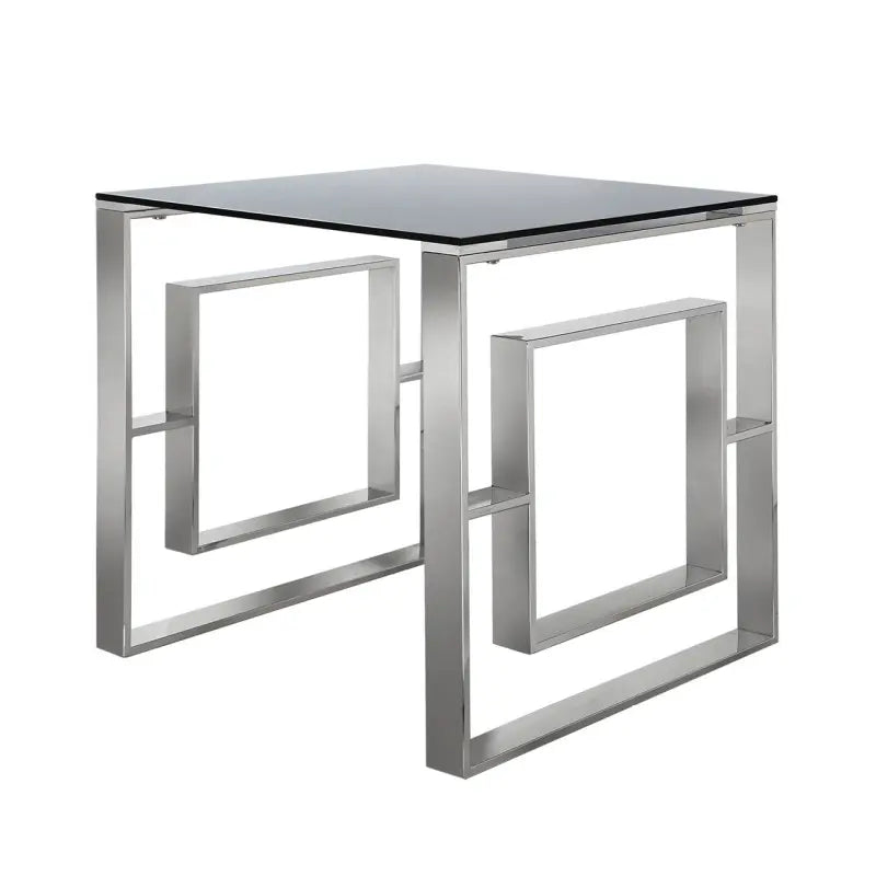 Apex Stainless Steel End Table Smoked Glass Top #NJ Home Interiors#