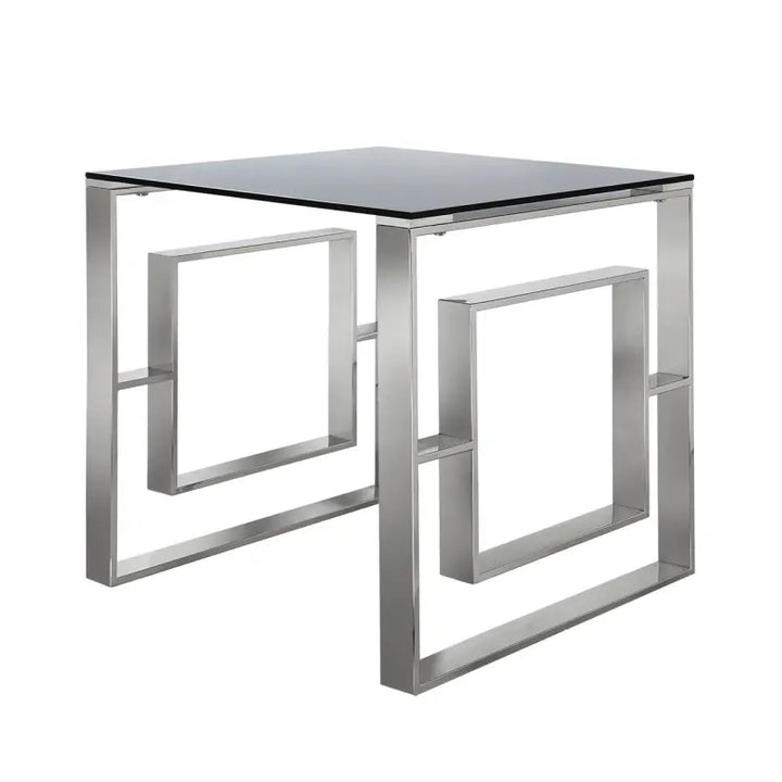 Apex Stainless Steel End Table Smoked Glass Top #NJ Home Interiors#