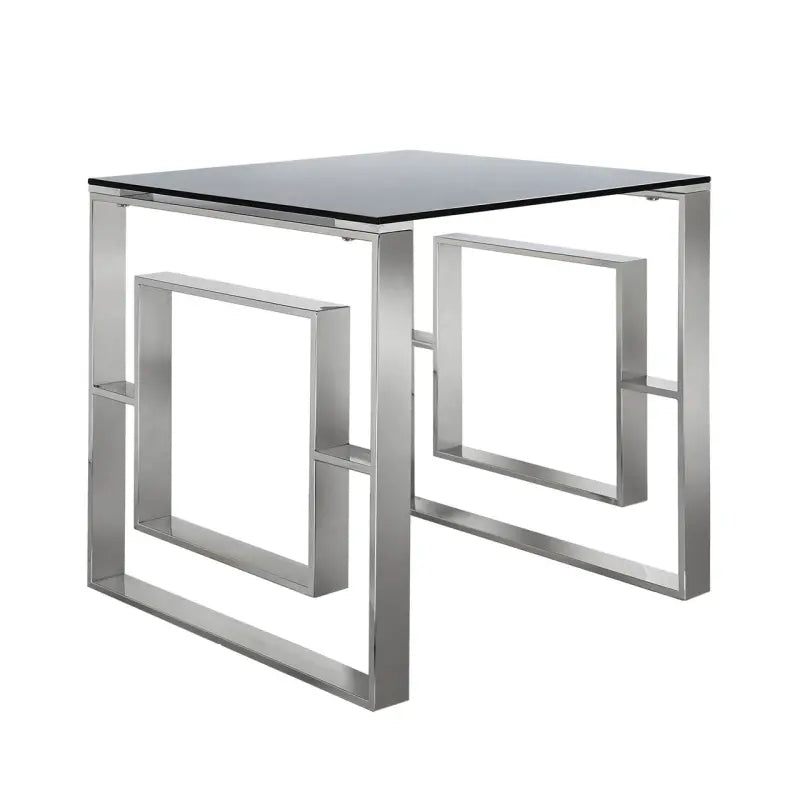 Apex Stainless Steel End Table Smoked Glass Top #NJ Home Interiors#