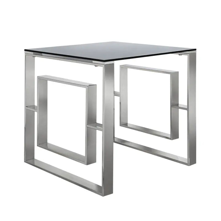 Apex Stainless Steel End Table Smoked Glass Top #NJ Home Interiors#