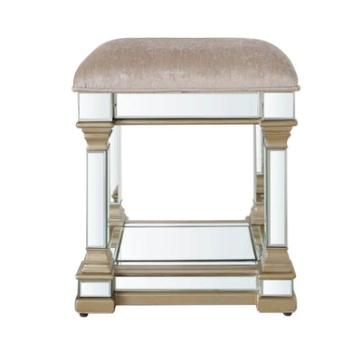 Arcadia Champagne Mirrored Stool #NJ Home Interiors#