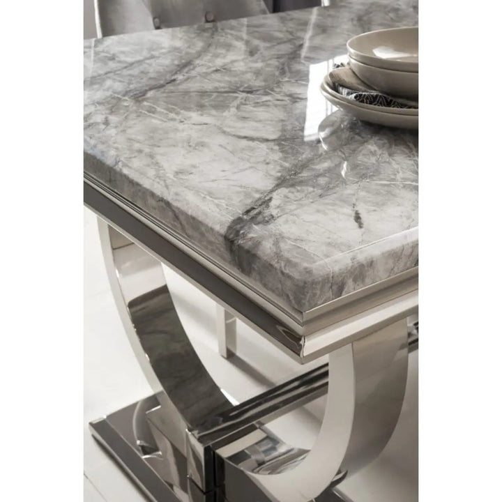 Arianna 200cm Marble Dining Table in Grey - NJ Home Interiors