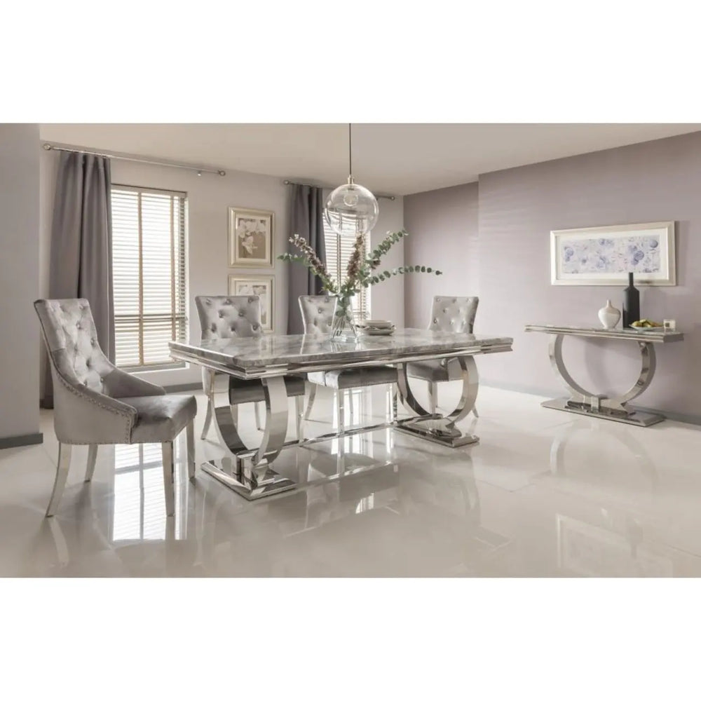 Arianna 200cm Marble Dining Table in Grey - NJ Home Interiors