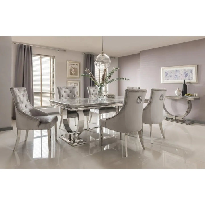 Arianna 200cm Marble Dining Table in Grey - NJ Home Interiors
