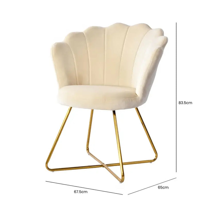 Ariel Shell Back Chair Cream with Gold Legs #NJ Home Interiors#
