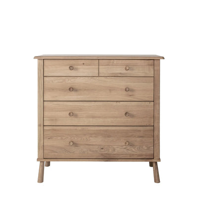Ashcombe 5 Drawer Chest in Oak #NJ Home Interiors#