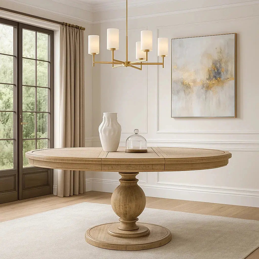 Westwood Round Rustic Pine Wood Extending Dining Table Gallery