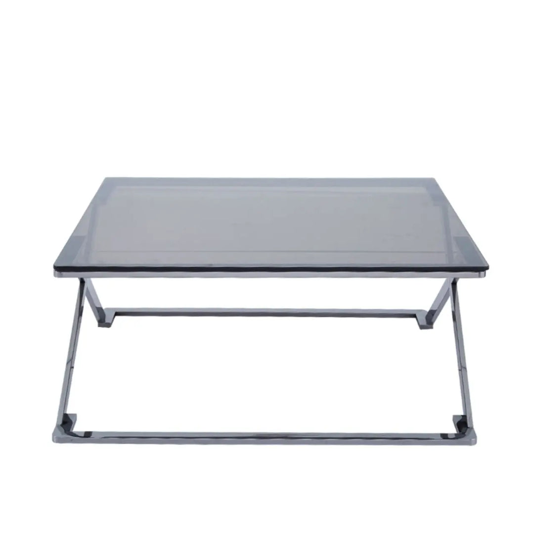 Aziel Grey Gunmetal with Smoke Glass Coffee Table - NJ Home Interiors