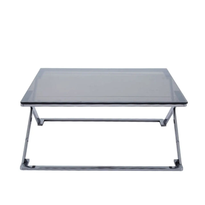 Aziel Grey Gunmetal with Smoke Glass Coffee Table - NJ Home Interiors