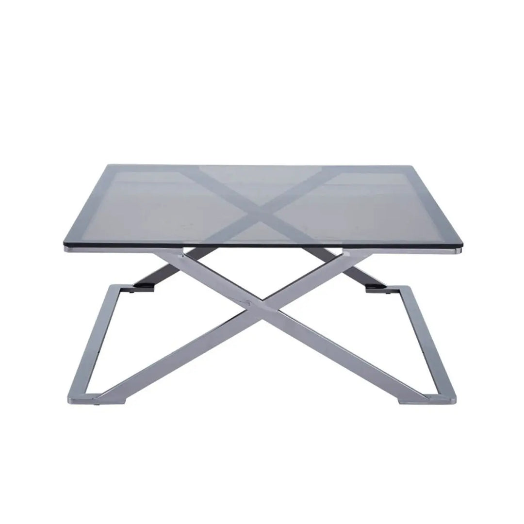 Aziel Grey Gunmetal with Smoke Glass Coffee Table - NJ Home Interiors