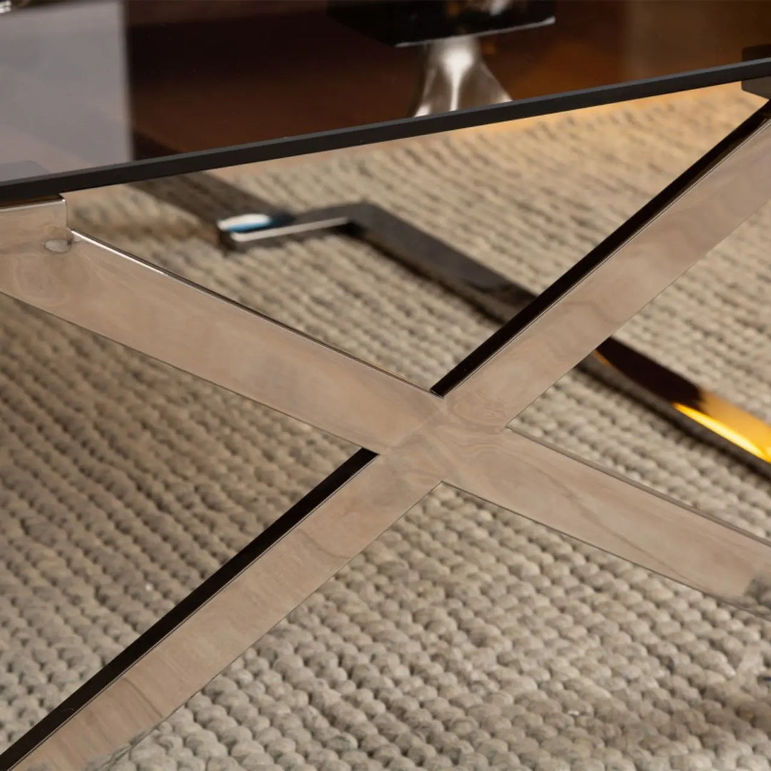 Aziel Grey Gunmetal with Smoke Glass Coffee Table - NJ Home Interiors