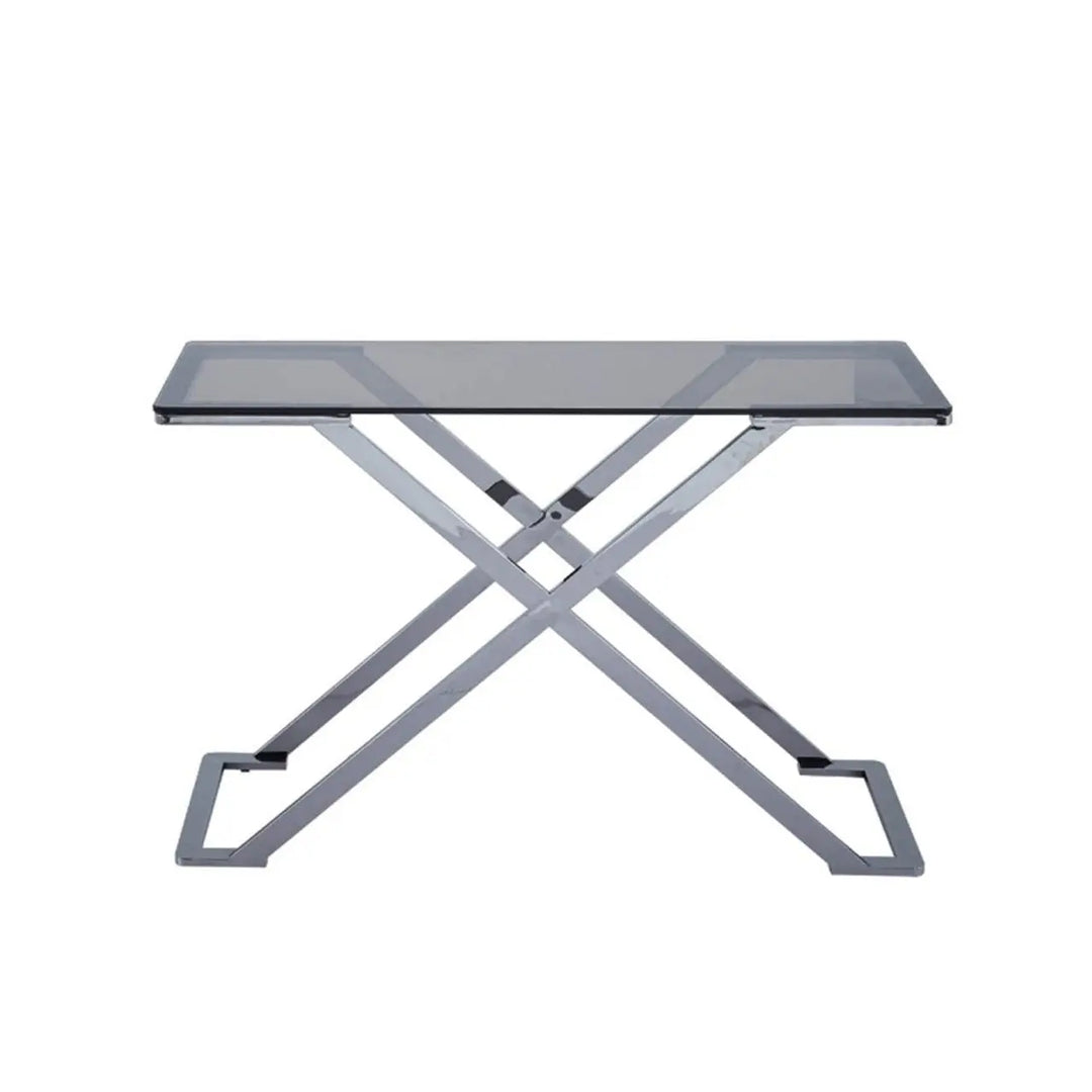 Aziel Grey Gunmetal with Smoke Glass Console Table - NJ Home Interiors