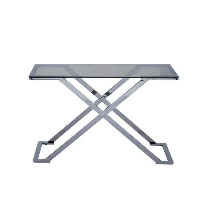 Aziel Grey Gunmetal with Smoke Glass Console Table - NJ Home Interiors