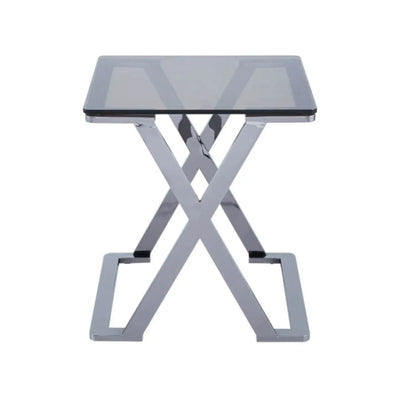 Aziel Grey Gunmetal with Smoke Glass End Table - NJ Home Interiors