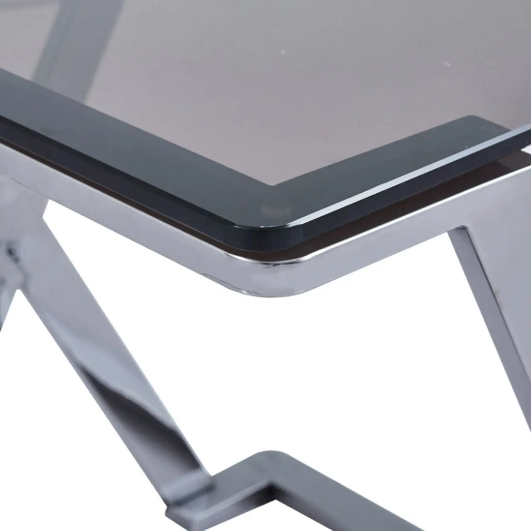 Aziel Grey Gunmetal with Smoke Glass End Table - NJ Home Interiors