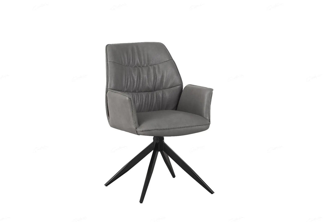 Velora Chair in Taupe PU – Swivel Dining Chair with Pleated Back & Metal Legs Giatalia