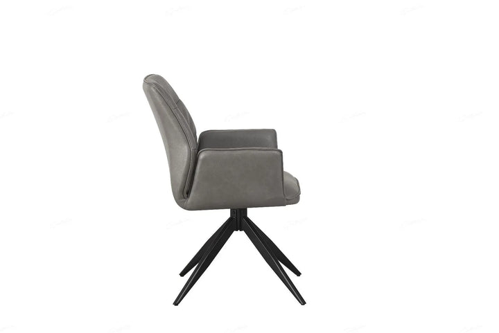 Velora Chair in Taupe PU – Swivel Dining Chair with Pleated Back & Metal Legs Giatalia