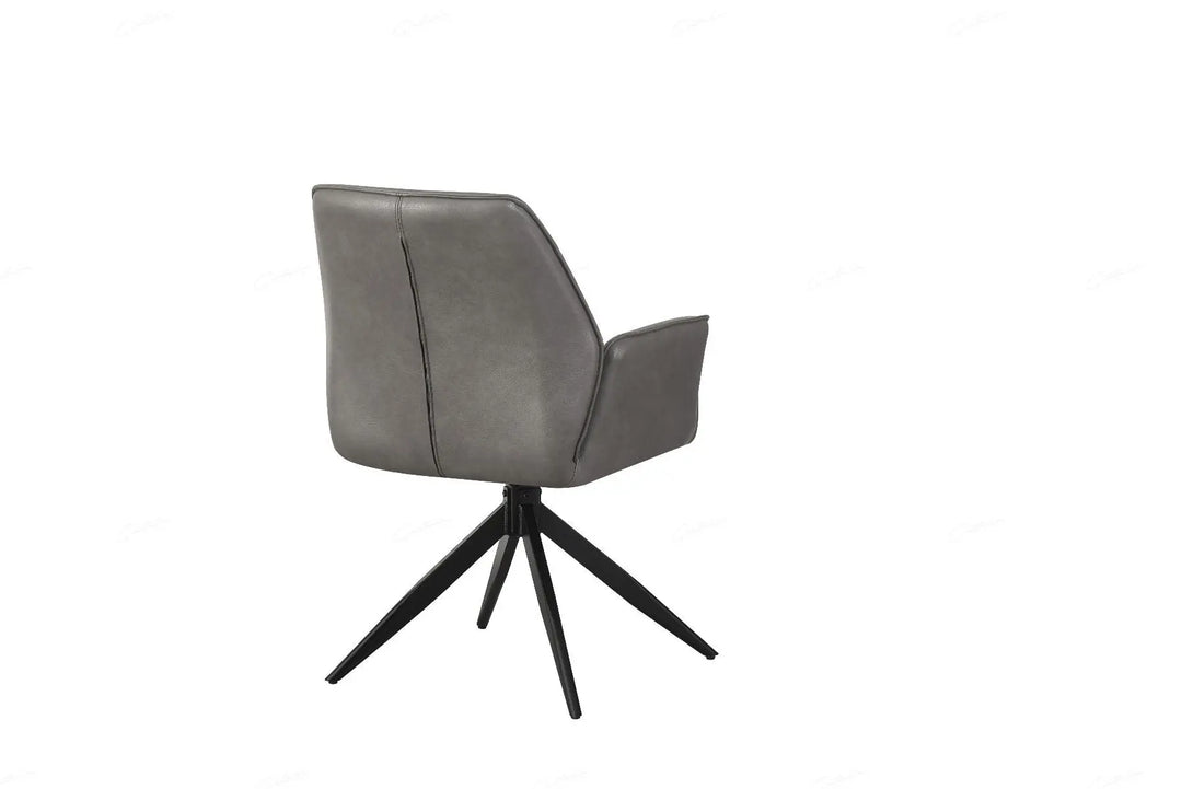 Velora Chair in Storm Grey PU – Swivel Dining Chair with Pleated Back Giatalia