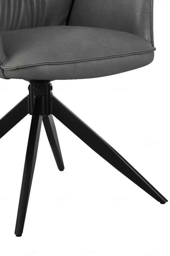 Velora Chair in Taupe PU – Swivel Dining Chair with Pleated Back & Metal Legs Giatalia