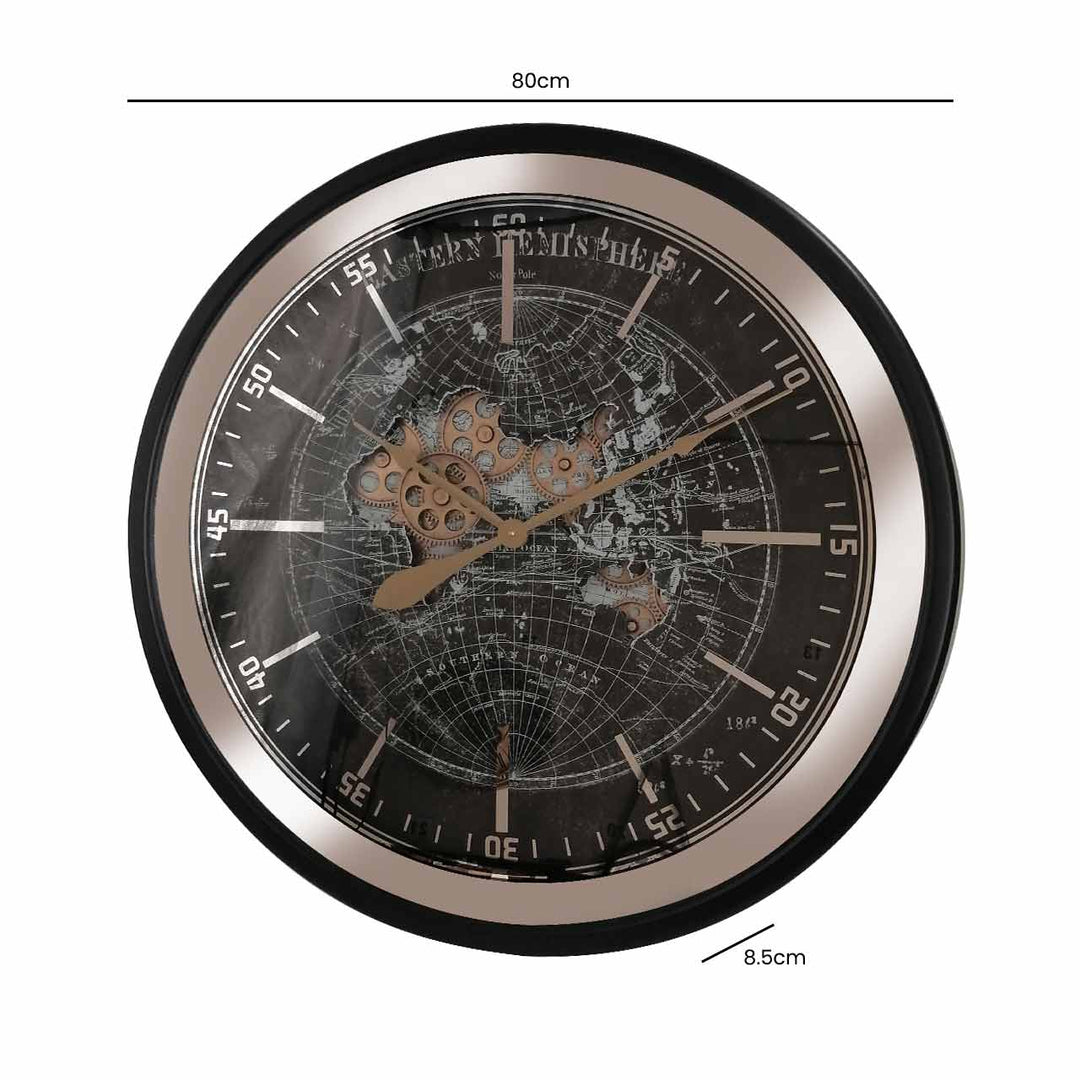 Black and Gold Gear 80cm Mirror Wall Clock #NJ Home Interiors#