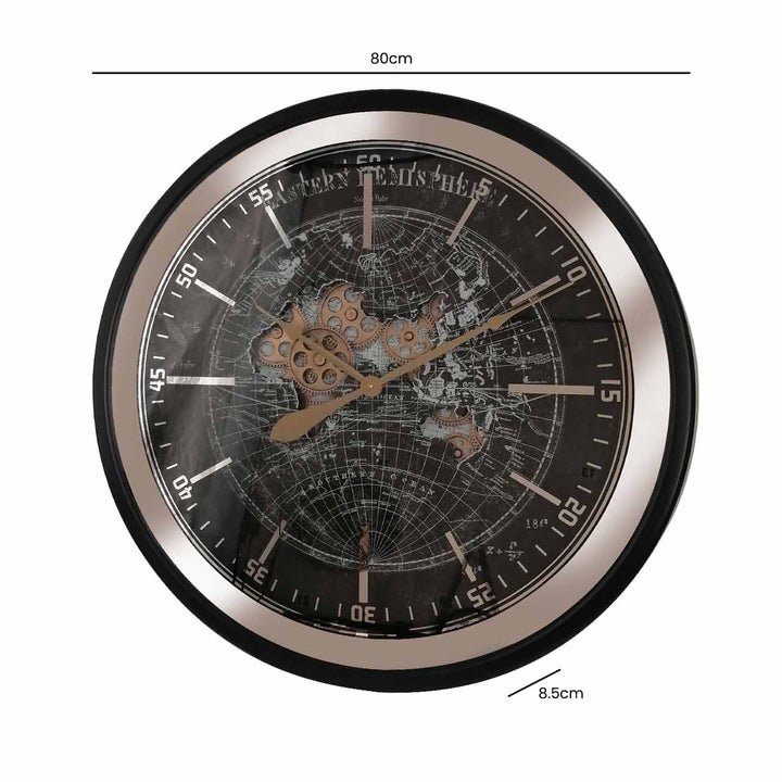 Black and Gold Gear 80cm Mirror Wall Clock #NJ Home Interiors#