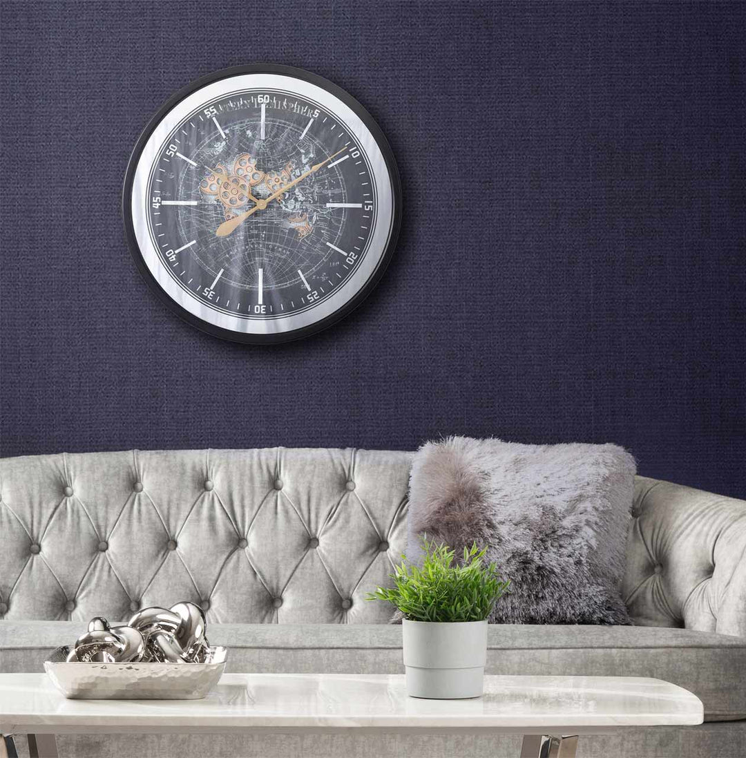 Black and Gold Gear 80cm Mirror Wall Clock #NJ Home Interiors#